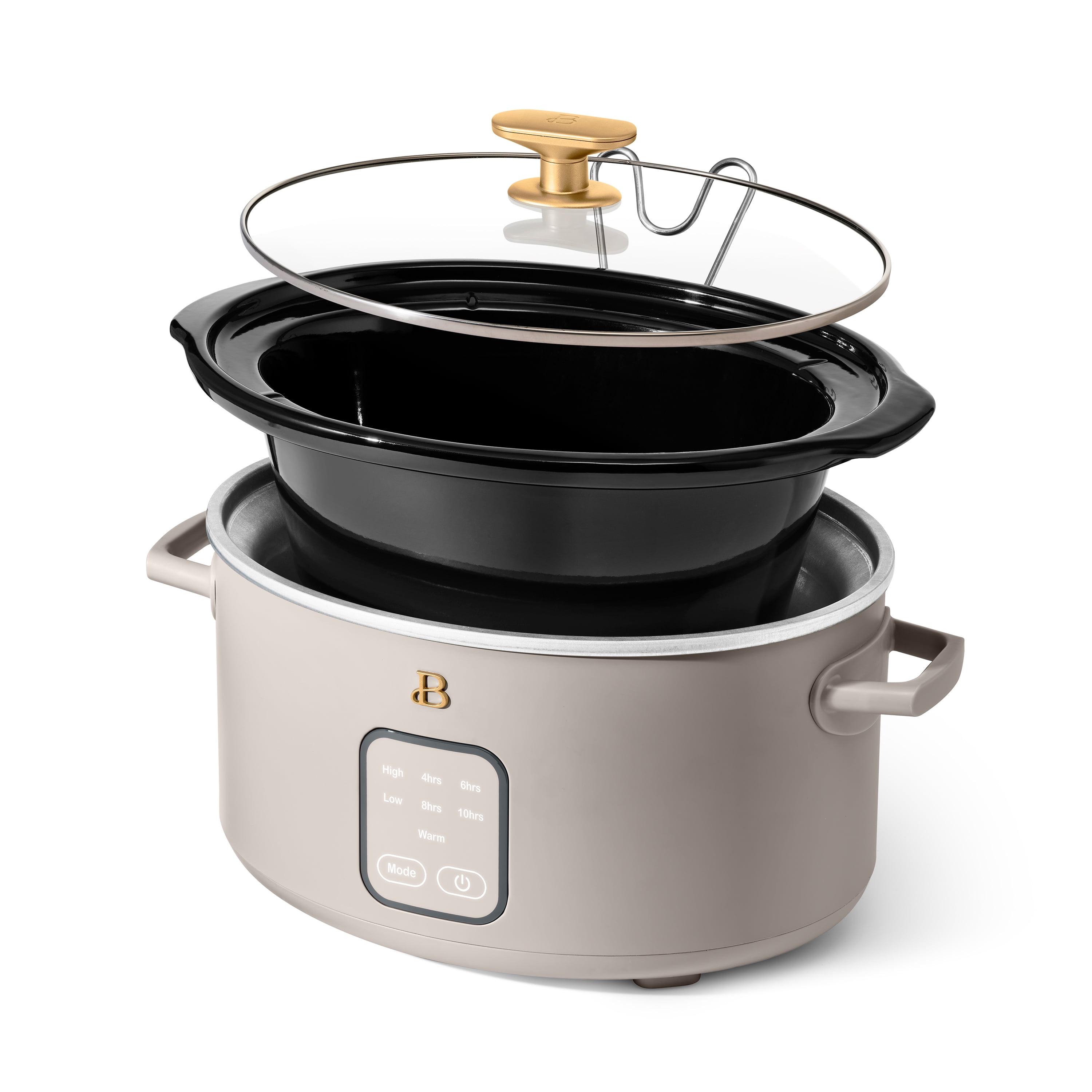 Beautiful 4Qt Slow Cooker with Touch-Activated Display, Porcini Taupe by Drew Barrymore