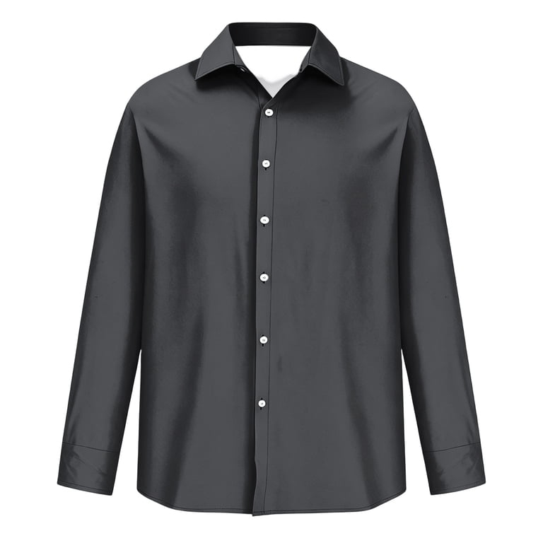 grey dress shirt walmart Wrinkle Free Mens Shirts Long Sleeve Solid Basic Button Down Classic Collared Casual Work Shirt Dark Gray S W252025Check