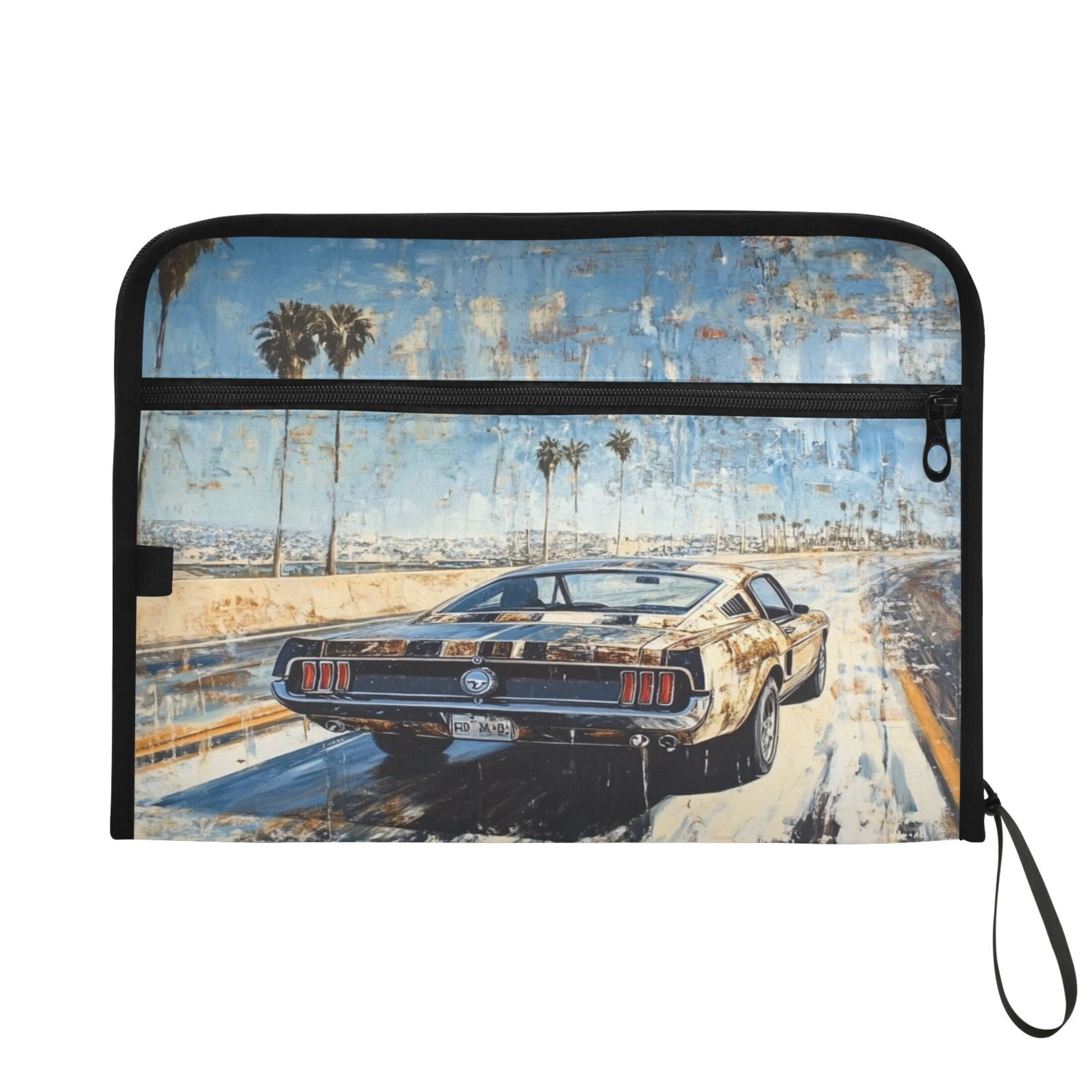 WOBOGO Illustration Of A Car on The Highway Expanding File Folder Letter Size Accordion Filing Organizer 13 Pocket Separate Organ Pocket