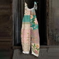 thumbnail image 2 of JULMCOMO Cotton Linen Jumpsuits for Women Floral Print Scoop Neck Loose Fit Overalls Tie Strap Sleeveless Casual Summer Overalls Army Green 2XL, 2 of 7