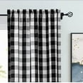 thumbnail image 3 of Black and White Buffalo Plaid Checkered Window Curtain Drape Panels , Farmhouse Rustic Rod Pocket Treatment for Bedroom & Living Room 26"W x 63"L (Pack of 2), 3 of 6