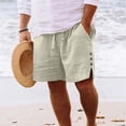 thumbnail image 2 of MOJOGO Breathable Linen Blend Shorts for Men Loose Side Split Shorts Summer Beach Swimwears with Pockets 5XL, 2 of 7