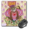 3dRose cat ballet ballerina cat in ballet costume I love ballet pastel illustration dance tutu feline, Mouse Pad, 8 by 8 inches