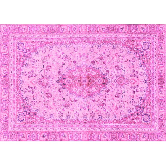 Ahgly Company Indoor Rectangle Abstract Pink Modern Area Rugs, 8' x 10'