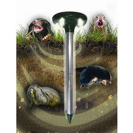 Bird-X Outdoor Transonic Mole and Gopher Repellent, Large, Silver