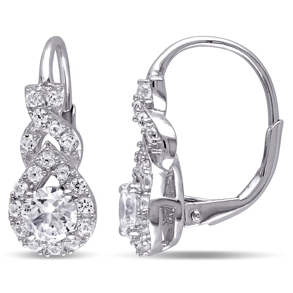 Everly Women's 2ct TGW Created White Sapphire Sterling Silver Twist Leverback Earrings
