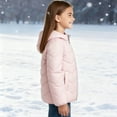 thumbnail image 6 of Busydd Girls Winter Coat 1-13 Years Comfortable Warm Solid Color Long Sleeve Boys Winter Coat Casual Hooded Zipper Puffer Jacket Little Girls Clothes with Pockets 11-12 Years, 6 of 7
