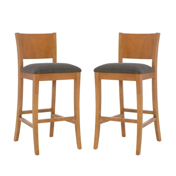 Linon Verica 30" Mid Back Barstools, Set of 2, Brown/Charcoal