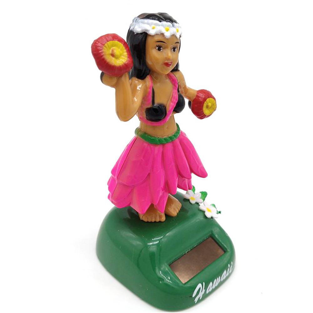 Forart Tablero de instrumentos hula girl dancing doll hula girl con energía solar hula hawaiana sacudiendo su cabeza dance toy figura muñeca decoración 