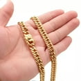 thumbnail image 5 of 11mm~21mm Miami Double Cuban Link Chain 18K Gold Plated Titanium Steel Necklace, 5 of 9