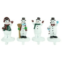 Northlight Winter Ready Glitter Snowman Christmas Stocking Holders - 7" - Set of 4