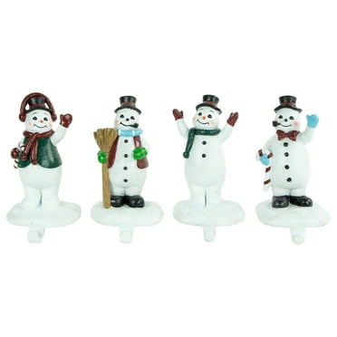 Northlight Winter Ready Glitter Snowman Christmas Stocking Holders - 7" - Set of 4
