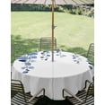 thumbnail image 3 of Outdoor Tablecloth with Umbrella Hole Zipper Blue Eucalyptus Leaves Round Tablecloth 54" Waterproof Outside Table Cloth Weeping Spring Botanical Summer Patio Table Cover Tablecloths for Picnic Party, 3 of 8