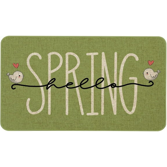 Hello Spring Door Mat 30 X 17 Inch Spring Welcome Doormat Indoor Outdoor Entrance Floor Rug Non Slip Spring Decor Rubber Mats