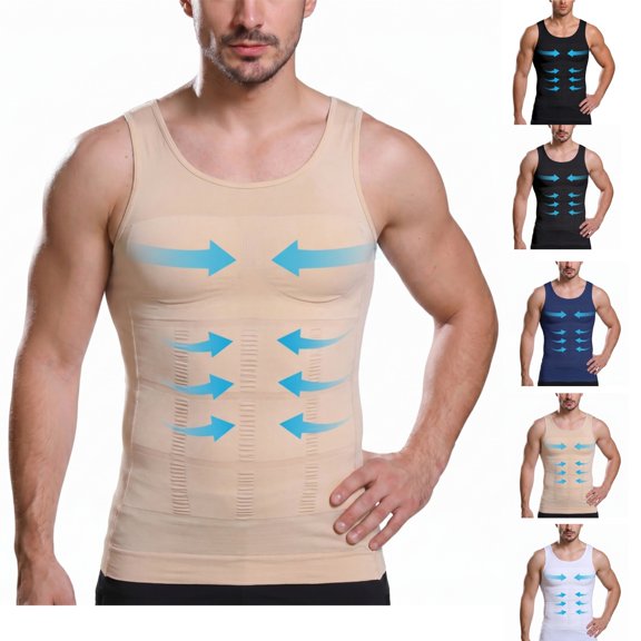HAJWOH Men's Body Shaper Slimming Shirt Tummy Vest Thermal Compression Base Layer Slim Muscle Tank Top Shapewear