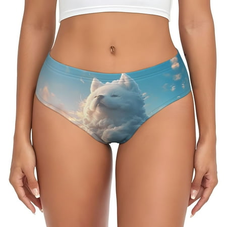 Womens Underwear - Cute Cloud Cat No Show Seamless Underwear for Women  Kawaii Soft Stretch Women s Panties  Hipster Ladies Panties Bikini Underwear Briefs