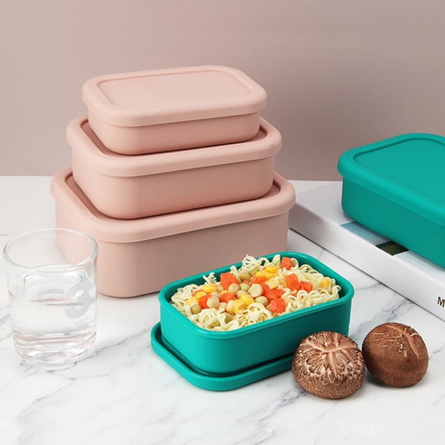 Lunch Box Leak Proof Food Grade Large Capacity Microwave Safe Temperature Resistant Storage Portable Silicone Bento Box with Lid School Supplies
