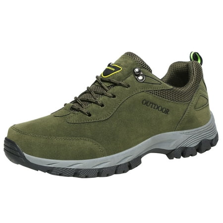 

Cathalem Men Sports Shoes Fashion Summer New Pattern Solid Color Lace Up Flat Bottom Non Slip Comfort Mountaineering Shoes Green 40