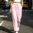 thumbnail image 2 of ZVAVZ Gauze Pants for Women Beach Vacation Pants Lightweight Breathable Casual Loose Fit Drawstring Trousers with Pockets Pink XL, 2 of 7