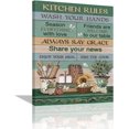 thumbnail image 1 of Rustic Kitchen Wall Art Farmhouse Kitchen Pictures Wall Decor Tableware Canvas Kitchen Rules Painting Farm Kitchen Sign Framed Artwork for Kitchen Dining Room 12"x16", 1 of 6