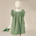 thumbnail image 2 of Jinhomg Toddler Girls Summer Dresses Cute Ruffle Hem Midi Dress Loose Fit Comfy Sleeveless Ruched Dresses Baby Kids Cute Playwear Green 3-4Years, 2 of 8