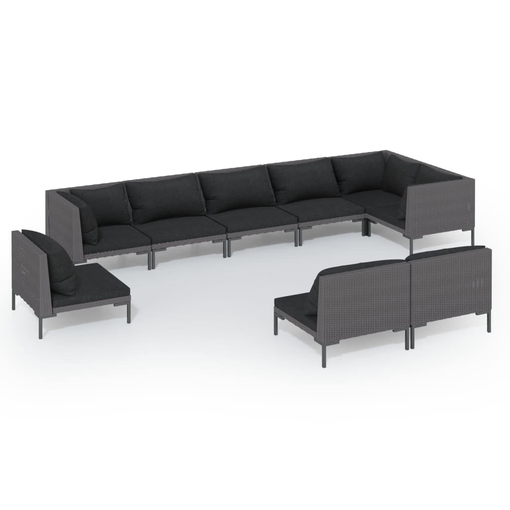 zich zorgen maken Ruilhandel gebruik vidaXL 9 Piece Patio Lounge Set with Cushions Poly Rattan Dark Gray -  Walmart.com