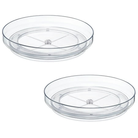 2 Pack 9 Inch Clear Acrylic Lazy Susan, Turntable Organizer for Cabinet, Kitchen, Pantry Organization Storage, Refrigerator, Vanity Makeup, Bathroom Countertop Organizing, Rotating Spice Rack C40