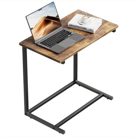 C Shaped End Table 27 inches High, Side Table for Couch Slide Under, C Table Sofa Side End Table for Living Room