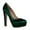 Emerald Green, variant on Women Block Heels Satin Evening Pumps Round Toe Thick Platform Shoes for Events Weddings Size 9 White