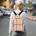 thumbnail image 7 of FORMRS Mini Backpack Purse for Women Quilted Travel Daypack Casual Shoulder Bag, Pink and Yellow Striped Pattern, 7 of 7