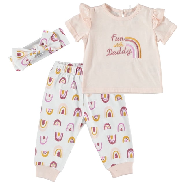 CHUANK Girl 3 PC French Terry Jogger Set Sizes Newborn-24 Months