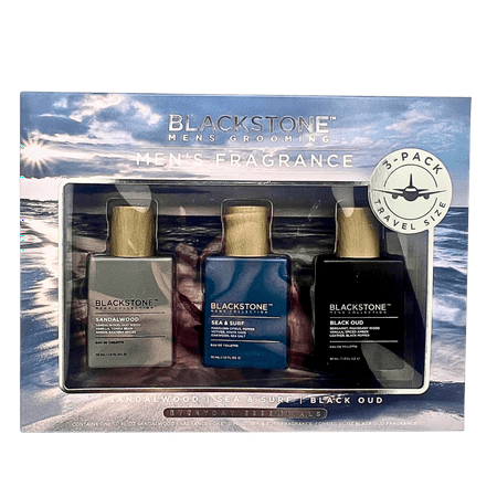 Blackstone Black Oud, Sandalwood & Sea Surf Set Fragrance - 3 FL OZ / 90 mL Eau de Parfum - Notes of Bergamot, Leather, Sandalwood & Cedarwood - Long-Lasting Luxury Scent for Men