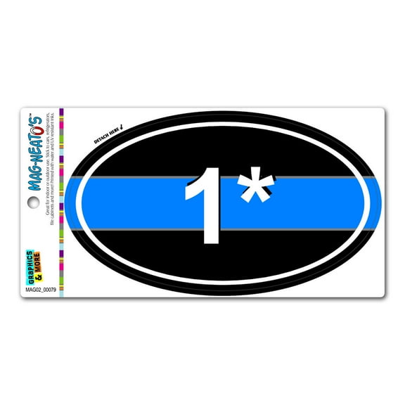 Thin Blue Line 1 One Asterisk - Police Euro Oval MAG-NEATO'S(TM) Car/Refrigerator Magnet