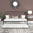 thumbnail image 2 of Twin Size Daybed with Pull Out Trundle, Heavy Duty Metal Sofa Bed for Kids Teens Adults, Premium Steel Slat Support, No Spring Box Needed, Black 77.48"L x 41.1"W x 43.3"H, 2 of 9
