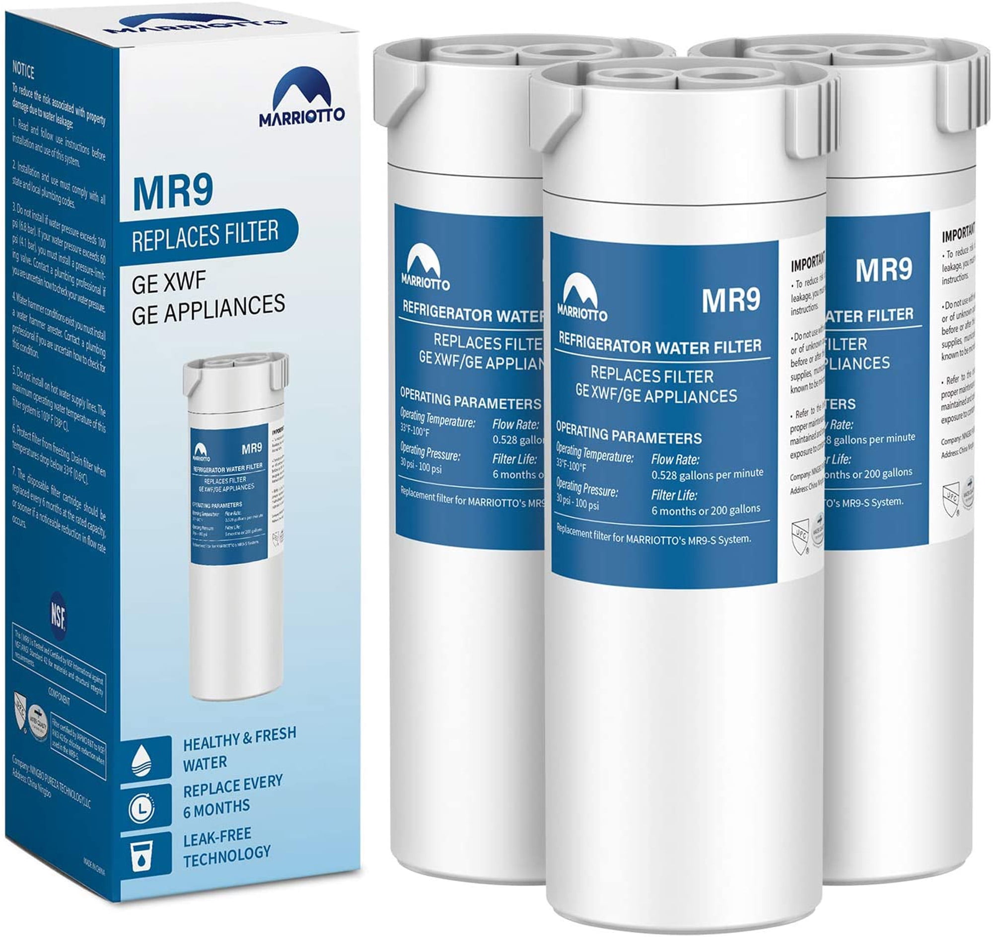 MARRIOTTO GE XWF Water Filter, Replacement for GE XWF, XWF Genuine Ge