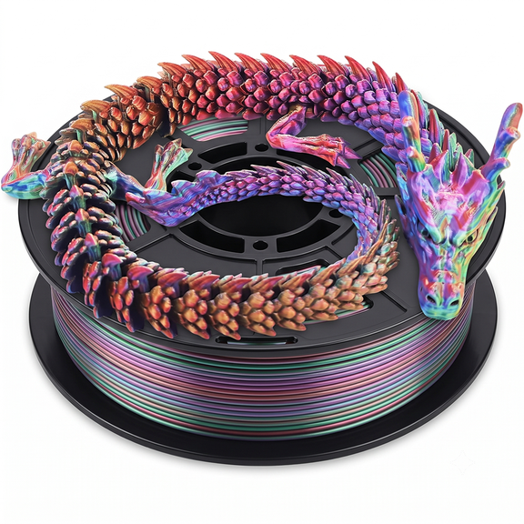 3D Printer Filament Triple Color Silk PLA Filament 1.75mm, 3D Printing Filament Coextrusion Rainbow Filament with Silk PLA