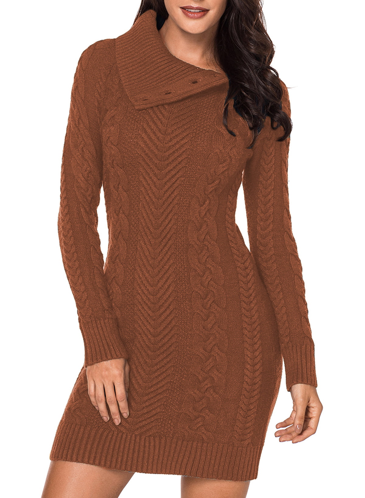 Alvaq Womens V Neck Knitted Sweater Dresses Solid Bodycon Short Dress S-2XL  - Walmart.com