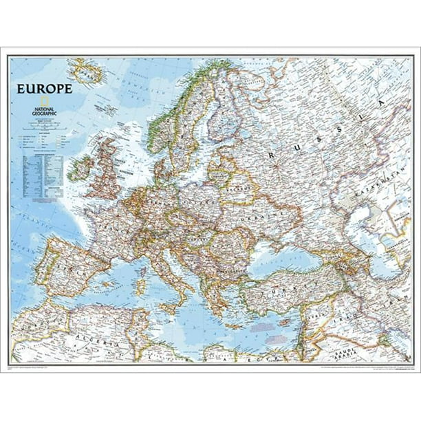 National Geographic RE00620075 Carte Papier de l'Europe Classique - Agrandie