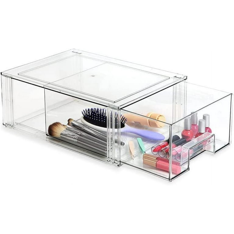 Clear Stackable Shirt & Accessory Drawer Case of 3
