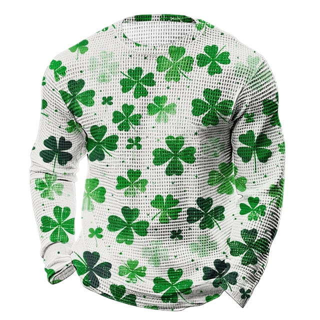 Camisa Del Día de San Patricio Hombres de Manga Larga de Manga Larga Cuello Redondo Tops Casuales Muy Cómodos Tejido Elástico Súper Suave para Fiesta Festival Vacaciones Viaje Calle Uso Diario