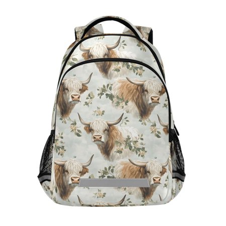 ALAZA Highland Cattle Backpack Elementary School Bag Bookbag Travel Rucksack