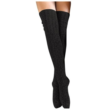

Follure Womens Thigh High Socks Girls Ladies Keep Warm Over The Knee Sock Long Cotton Stockings Lace Knit Warm Stockings