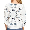 thumbnail image 4 of Women Floral Printed V Neck Half Batwing Sleeve Knotted Hem Top, 4 of 6
