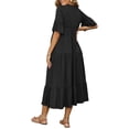 thumbnail image 3 of INSPIRE CHIC Women's Maternity Maxi Dress Short Sleeves V Neck Ruffled Sleeve for Photoshoot M Black, 3 of 6