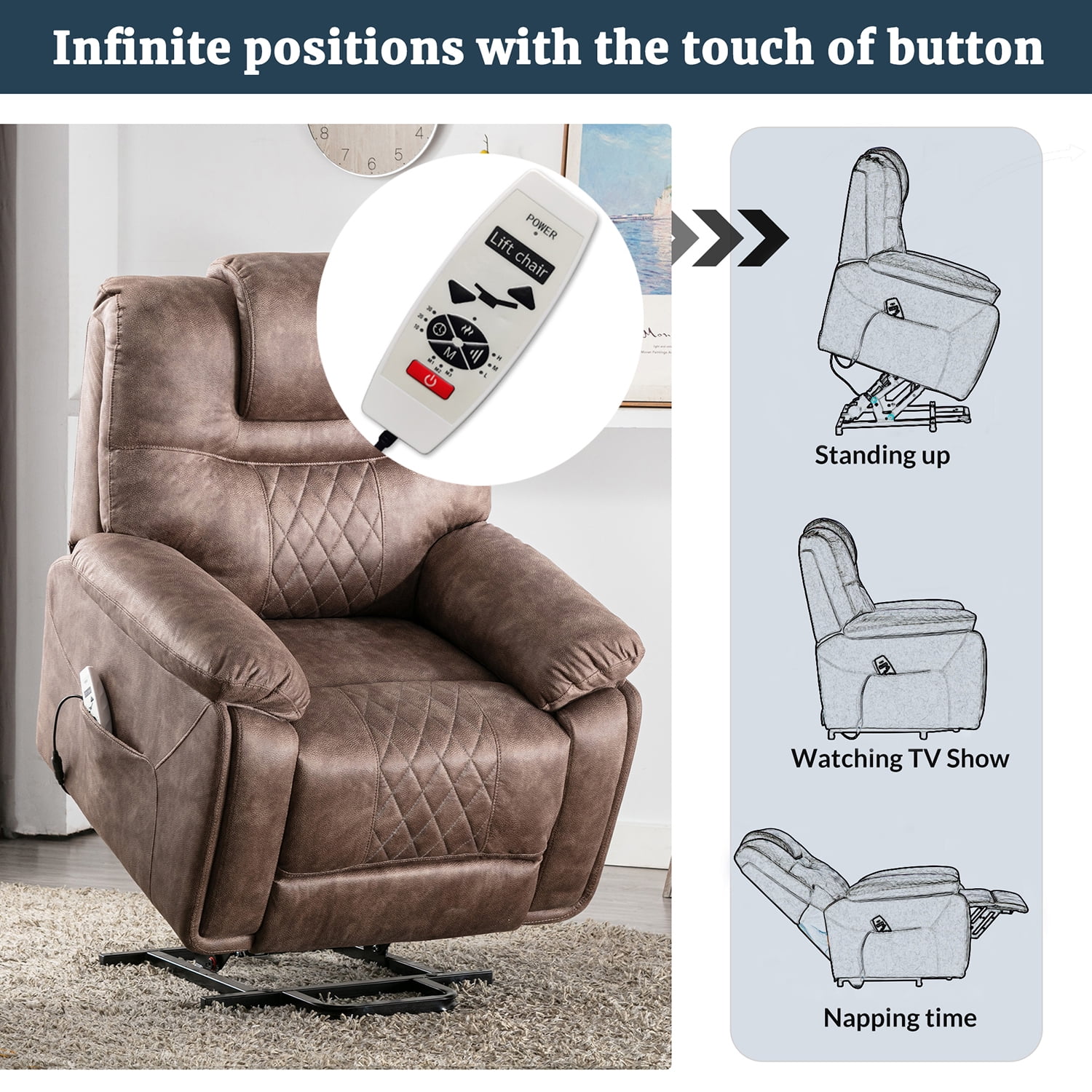 Kepooman Electric Power Lift Chairs Recliner with Heat and Massage, Power Lift Chair for Elderly with Adjustable Massage Function, Brown Kepooman Electric Power Lift Chairs Recliner with Heat and Massage, Power Lift Chair for Elderly with Adjustable Massage Function, Brown