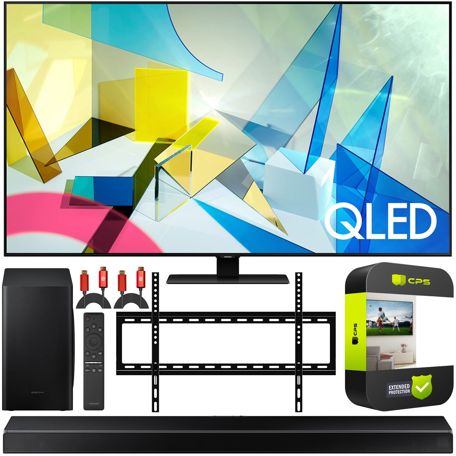 Samsung Qn50q80ta 50 Inch Class Q80t Qled 4k Uhd Hdr Smart Tv 2020 Home Theater Surround Sound Bundle With Samsung Hw Q60t 5 1ch Soundbar Wall Mount 2 X Deco Gear Hdmi Cables