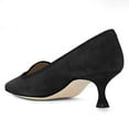 thumbnail image 4 of YDN Women Classic Pointed Closed Toe Pumps Low Kitten Heel Slip on Loafers Suede Office Ladies Dressy Shoes Size 6.5 Black, 4 of 4