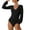 Black, variant on Women's Fashion Lantern Sleeve V Neck Stretchy Bodysuit Jumpsuits(Blue,XXL)