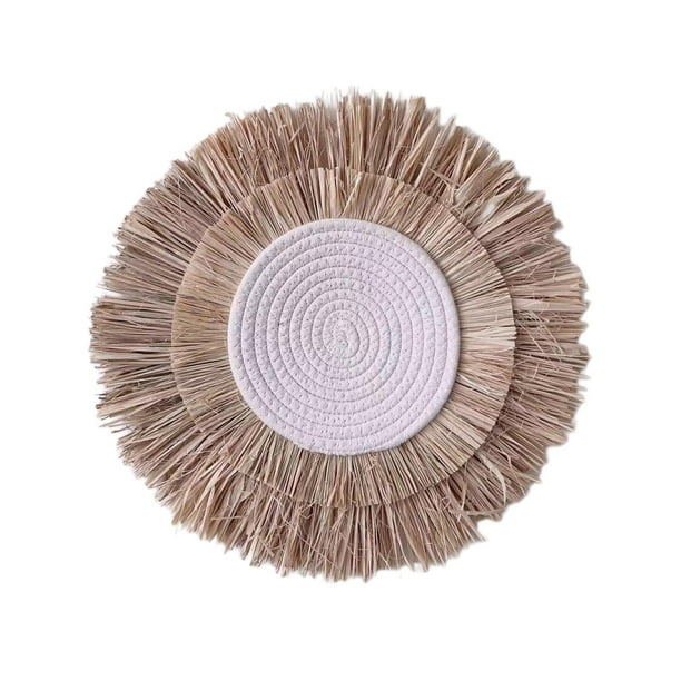Decoración de pared de paja, decoración artística de paja, adorno tejido a mano para boda, sala de estar, interior y exterior, decoración colgante de 38cm