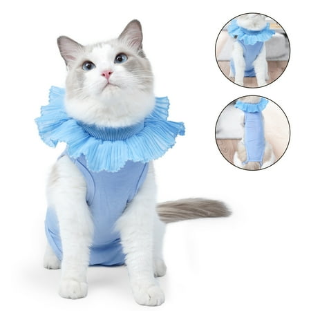 

Cat Recovery Clothes Soft Breathable Anti-Licking Bodysuit with Adjustable Buckle E-Collar Substitute（1pcs）